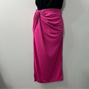 Zara Pink Draped Midi Skirt Size Small